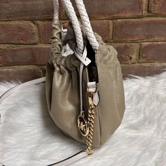 Michael Kors Women's Annie Gold/Tan Messenger Shoulder Bag - Picture 6 of 12